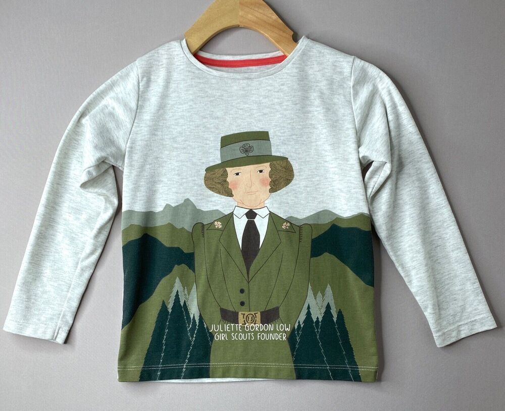 Piccolina Girl Scouts Juliette Gordon Low Long Sleeve Gray Trailblazer Tee 6 Yrs